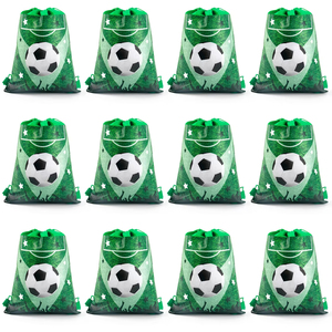 Bolsas no tejidas de fútbol Diseño de doble cara Mochila con cordón de fútbol Goody Candy Treat Bolsas para suministros de fiestas deportivas - Product Image 5