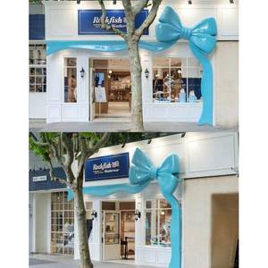 Escultura Gigante de Lazo de Fibra de Vidrio Azul Claro de 6.5M X 4.5M para Decoración Comercial de Fachadas de Tiendas - Product Image 5