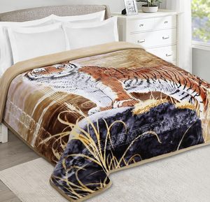 Couverture de vison coréenne lourde Warm World toutes les couleurs 4 pièces ensemble de couvertures de vison double couche couverture raschel floral adulte - Product Image 6