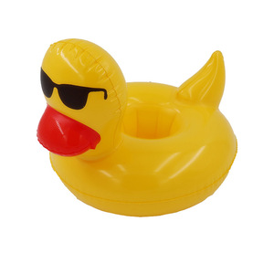 Inflatable Duck Beverage Holder With Sunglasses Design Floating Cup <b>Cooler</b> For Swimming Pool Outdoor Use PVC <b>Material</b> Unisex - Product Image 5