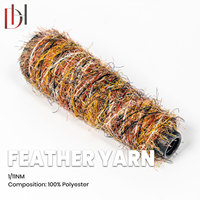Fil à plumes 1/11NM 100% polyester, poils longs et duveteux, couleurs automnales mélangées pour le tricot de pulls et d'écharpes