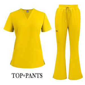 Ensemble uniforme de pantalon évasé pour salon de beauté, nouveau modèle 2026, plusieurs couleurs, blouses médicales chirurgicales, tissu tissé peigné, vêtements de travail pour hôpital - Product Image 6