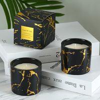 Bougie parfumée en céramique noire et or à motif marbré exquis, pot à bougie personnalisé, parfait pour les cadeaux et la décoration intérieure