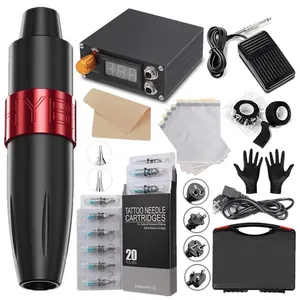 Wireless Tattoo Machine Pen Kit mit digitalem LCD-Display Aufladen der Batterie Rotary Tattoo Equipment