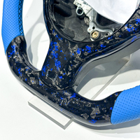 Volant en cuir perforé en fibre de carbone bleue forgé sur mesure pour BMW Série 3 Série 5 E46 M3 M6 E61 E62 E63 Upgrade