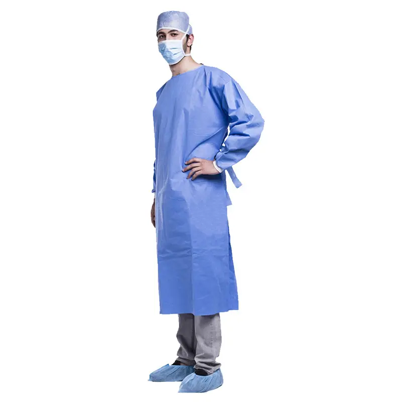 Vente en gros de blouses chirurgicales renforcées jetables blouse chirurgicale stérile en matériau SMS