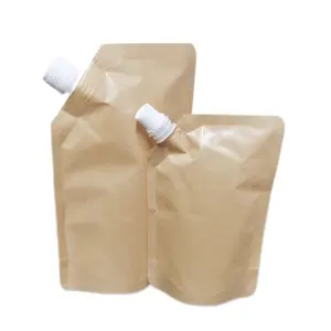 250 мл, 500 мл, крафт-бумага, жидкая упаковка, водонепроницаемая подставка, биоразлагаемая крафт-сумка с носиком