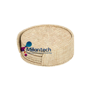 Millantech 6pcs Linen Fabric Sublimation Coaster Set with Tabletop Holder for Promotional Tableware