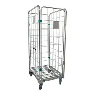 Hot Sale Lagerung Industrie transport Metall Stahl geschweißt faltbar Draht Roll Container Trolley Käfig