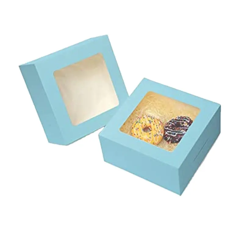 Bakery Shop Take Out Custom Small Mini 4 Donut Favor Box Single Donut Shop Packing Paper Box con finestra