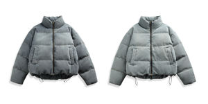 Cappotti in Denim da uomo con collo alto a forma di anatra bianco 50% lavato Vintage invernale - Product Image 5