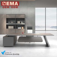 Bureau de direction de luxe EMA 2026, nouveau style, placage bois, avec prise de courant intégrée