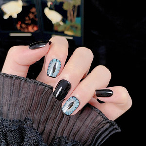 Uñas Postizas Reutilizables Cortas de Alta Calidad al por Mayor de Fábrica, Diseño de Ojo de Gato Azul, <span class=keywords><strong>Puntas</strong></span> de Uñas Postizas - Product Image 2