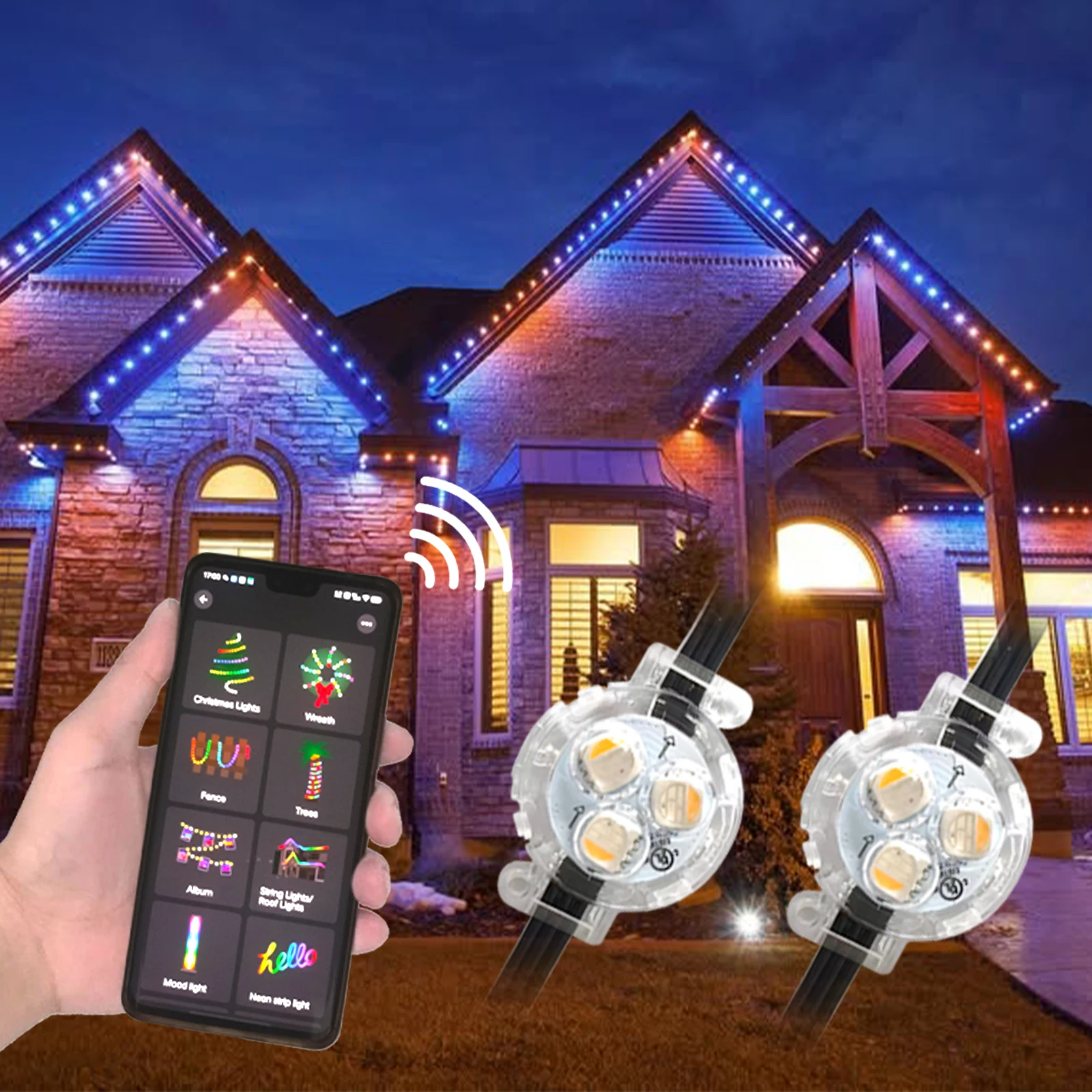 200ft 300ft 400ft 12V 24V 36V Rgbw Smart App Controller Point Lights Ip68 Outdoor Permanent Christmas Lighting For House