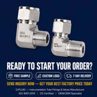 Stainless Steel Male Elbow Connector 90Degree 316 Double Ferrule Tube Fitting for Instrumentation Hydraulic System