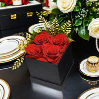 4 roses éternelles rouges préservées, cadeaux de Noël, de la Saint-Valentin, de Thanksgiving, de la remise des diplômes, fournitures pour fleuristes, durée de vie de 3 à 5 ans