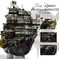 Modèle d'assemblage en métal Piececool Queen Anne's Revenge, puzzle 3D, navire pirate des Caraïbes, ornement fait main DIY