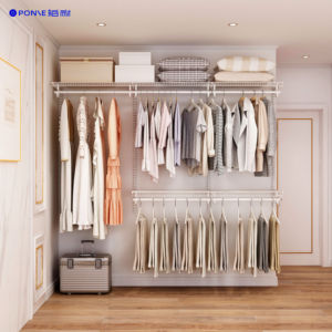 Sistema de Almacenamiento de Estanterías de Alambre Metálicas Extensibles para Armario, Montaje en Pared, Moderno, con Puertas de MDF, Perchero y Soportes Ajustables - Product Image 1