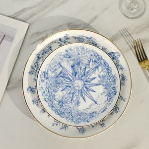 Ensemble de sous-assiettes et tasses à café en céramique motif étoile porte-bonheur, résistantes aux hautes températures, 8 et 10 pouces - Product Image 3