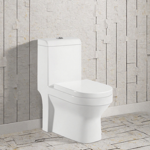 Inodoro moderno de una pieza, alargado, con doble descarga, con sifón en S/P, de cerámica, para uso en villas y hoteles. - Product Image 3