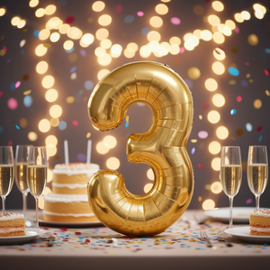 Party Love Number 3 Gold Foil <b>Balloon</b> 1M Metallic Birthday Party <b>Decoration</b> - Product Image 3