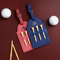 Personalisierter Blanko-Lasergravierbarer Kunstleder-Golftag mit Tee-Halter, Großhandel Individuell Gravierte Golfbag-Tags, Geschenk für Trauzeugen