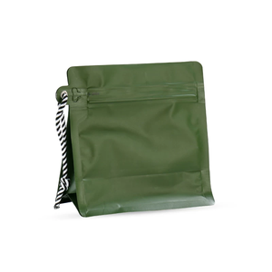Pochette <span class=keywords><strong>à</strong></span> fond plat verte avec fermeture éclair, sac d'emballage en plastique avec cordon de serrage portable pour <span class=keywords><strong>café</strong></span> 150g 250g 500g avec design - Product Image 4
