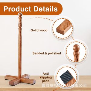 Soporte de papel toalla de madera, diseño minimalista, base antideslizante, para uso en cocina y baño. - Product Image 3