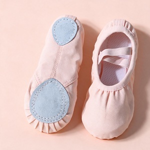 Zapatillas de Ballet de Lona Rosa con Suela Suave, Zapatos de Baile Latino con Correa Elástica Antideslizante para Práctica y Actuación - Product Image 1