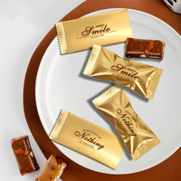 Sachet d'emballage personnalisé imprimé de qualité supérieure doré EN15343 pour machine à bonbons au café, au lait, aux amandes et au caramel au sel de mer français fait main