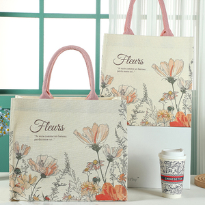 Borsa in tela da donna personalizzata con motivo stampato alla moda con disegno di cartoni animati borsa in cotone Shopping <span class=keywords><strong>Calico</strong></span> materiale per promozioni - Product Image 3