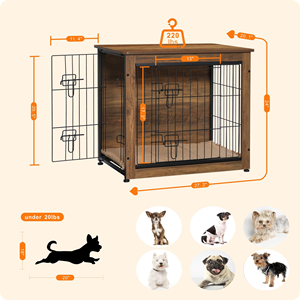 Cage pour chien en bois personnalisable avec double porte, pieds réglables et maison multifonctionnelle pour animaux de compagnie, conçue spécifiquement pour les chiens - Product Image 3
