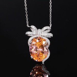 Wholesale Eco-friendly Copper Fashion Jewelry Sets 15*20mm Bird Nest Cut Cubic Zirconia <b>Bow</b> Necklace Ring for Women Party <b>Gift</b> - Product Image 5