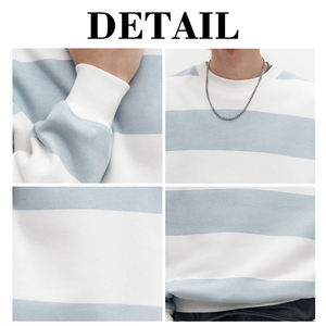 Sudaderas KingSen personalizadas con estampado de rayas, de algodón, cuello redondo, hombros caídos, estilo urbano, para hombre. - Product Image 6