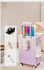 Ensembles de sacs de voyage à roulettes PC ABS + PC couleur dégradée au prix de gros valises de voyage ensembles de bagages avec porte-gobelet sacs de voyage - Product Image 2