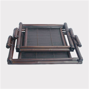 Plateaux de service en bambou 2024 avec poignées découpées, lot de 2, pour rangement alimentaire, motif décoratif, grands sous-verres, fabriqués au Vietnam - Product Image 4