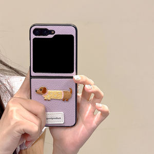 Чехол для телефона Samsung Zflip 6, <span class=keywords><strong>Flip</strong></span> 4, Find N3 <span class=keywords><strong>Flip</strong></span> 7 в корейском стиле Ins с мультяшным щенком, кожаный, однотонный, флип-кейс - Product Image 3