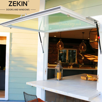 Ventanas Abatibles de Aluminio para Cafetería, Cocina o Bar, con Marco de Aleación de Aluminio, Producto Nuevo de Moda OEM