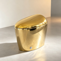 Toilette intelligente de luxe en céramique ABS plaquée or avec bidet intégré, siège chauffant, lavage à l'eau chaude, désodorisation, fixation au sol, commande au pied incluse