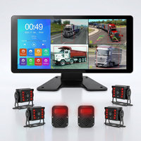 Moniteur enregistreur DVR pour camion, bus, voiture avec radar d'angle mort intelligent 4 canaux de 10,36 pouces et 4 caméras AHD 1080P IR