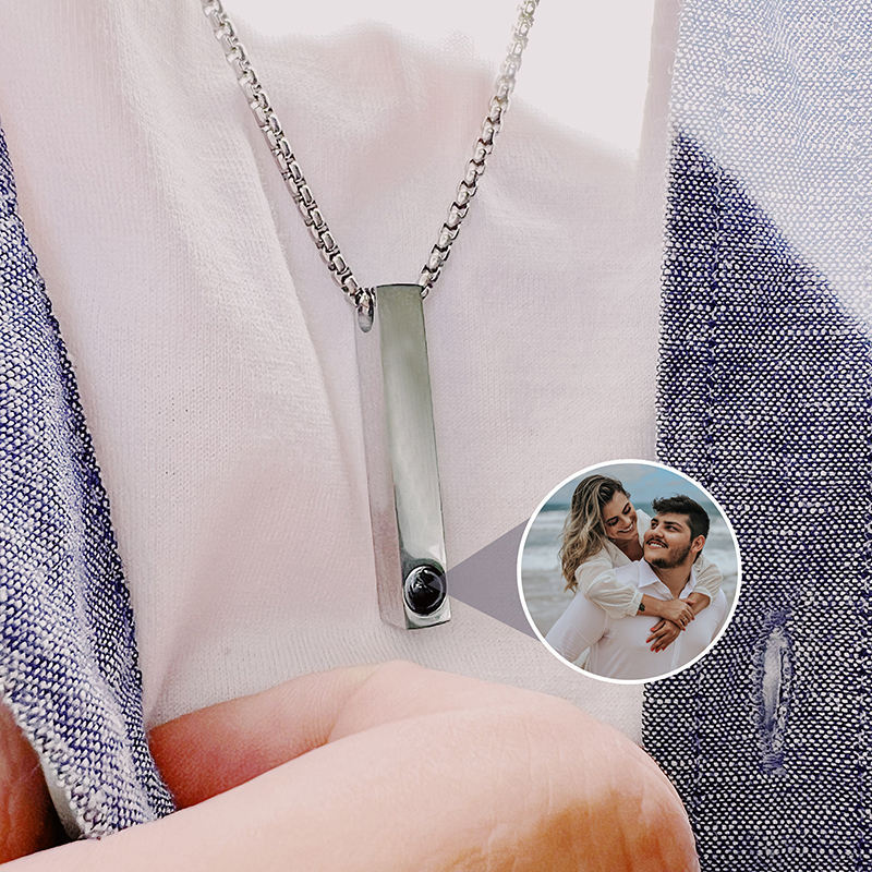 Diy Photo Projection Jewelry Stainless Steel Waterproof Cube Column  Emotional Relief Necklace for Women Men