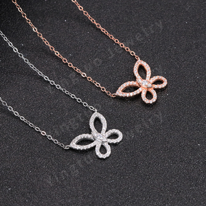 Gioielli di moda in argento 925 18k placcato oro Moissanite catena a farfalla collana pendente per le donne regalo - Product Image 3