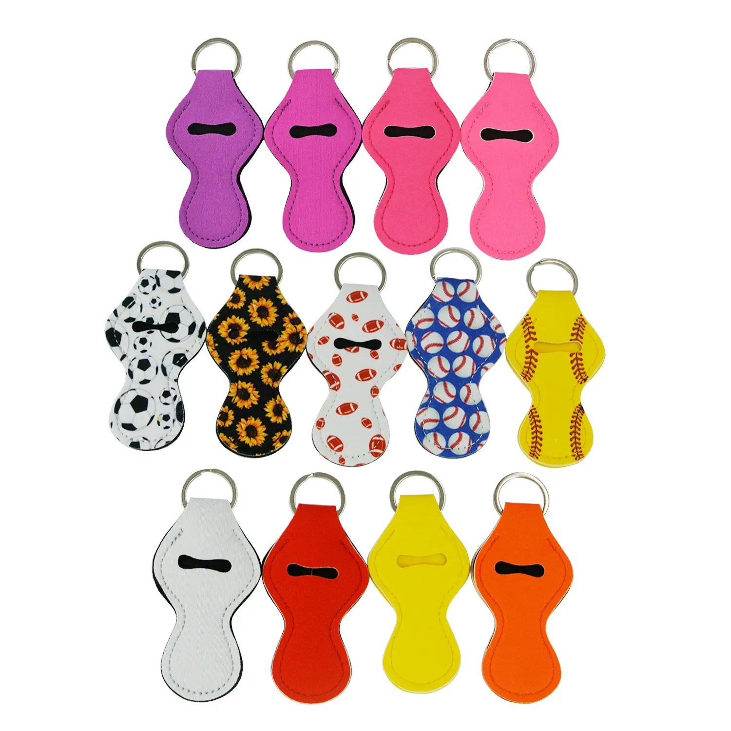 Neoprene Lip Gloss Holder Custom Keychain Lip Balm Chapstick Container Holder Mini Lipstick Holder Clutch Keychain