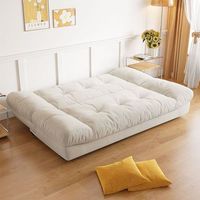 Sofá Cama Convertible de Tela con Diseño Fluido en Color Crema, Multifuncional y Plegable para Sala de Estar Moderna y Minimalista Pequeña