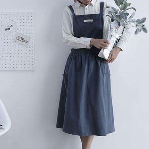 Hot Sale Custom Logo 100% Cotton Soft Breathable Adjustable Waist Strap Women <b>Kitchen</b> <b>Apron</b> with Pockets - Product Image 3