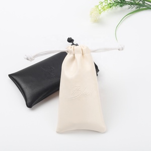 <b>Custom</b> Emboss Logo Leather Gift Jewelry <b>Lipstick</b> Pouch Drawstring Sunglasses Leather Bag - Product Image 5