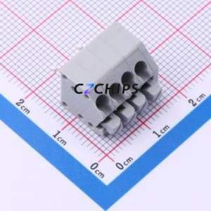 DB250A-3.5-4P-GY Spring Terminal Block Through hole Component (THT),P=3.5mm Connector 1x4P 3.5mm Gray 4P - Product Image 1