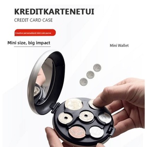 Porte-monnaie rond portable <span class=keywords><strong>en</strong></span> alliage d'aluminium avec miroir pour le voyage, étui <span class=keywords><strong>de</strong></span> rangement pour pièces <span class=keywords><strong>de</strong></span> monnaie <span class=keywords><strong>en</strong></span> euros - Product Image 1