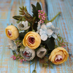 LA100 в европейском стиле ручной работы искусственный шелк пион маленькая ручка высокое качество свадебное украшение букет для дома, обратно в школу - Product Image 6