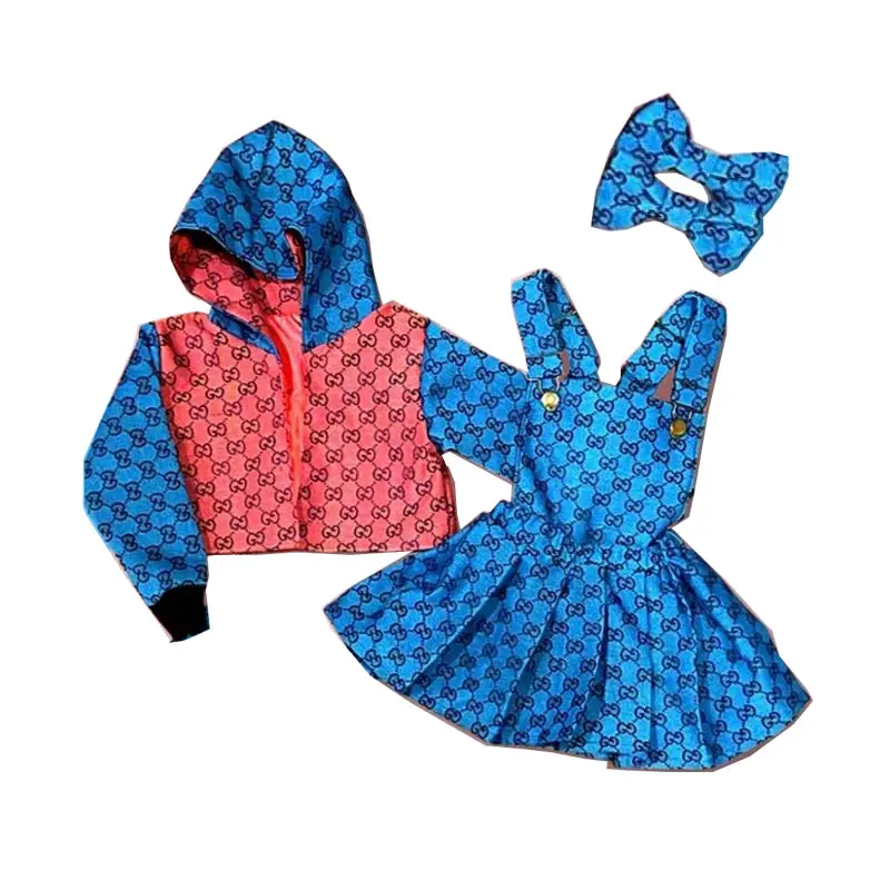 Conjunto de roupas infantis, conjunto de roupas com duas peças de algodão do bebê meninas top com vestido